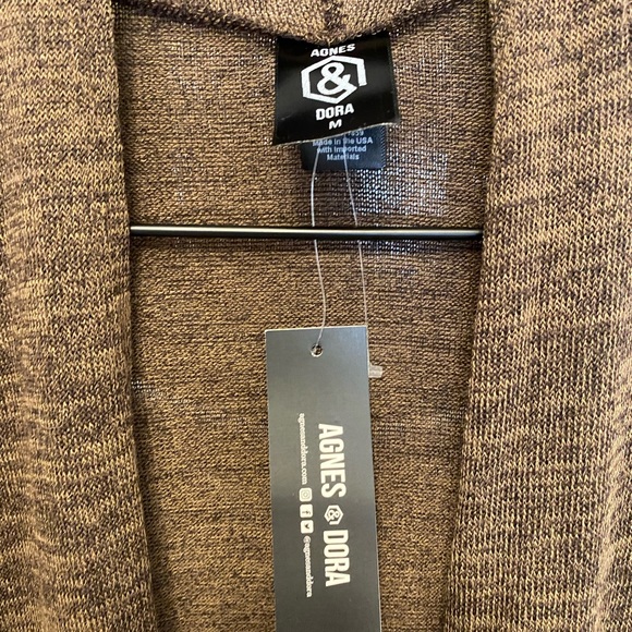 NWT Agnes & Dora Brown Long Length Duster Open Front Cardigan Caftan M - Picture 8 of 8